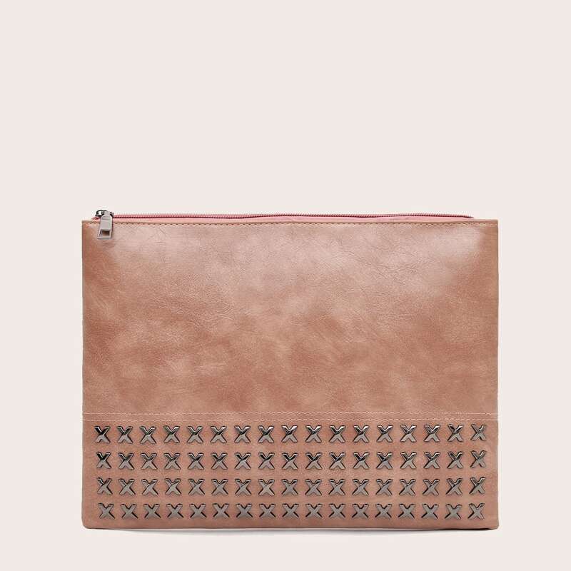 

Studded Decor Clutch Bag, Brown
