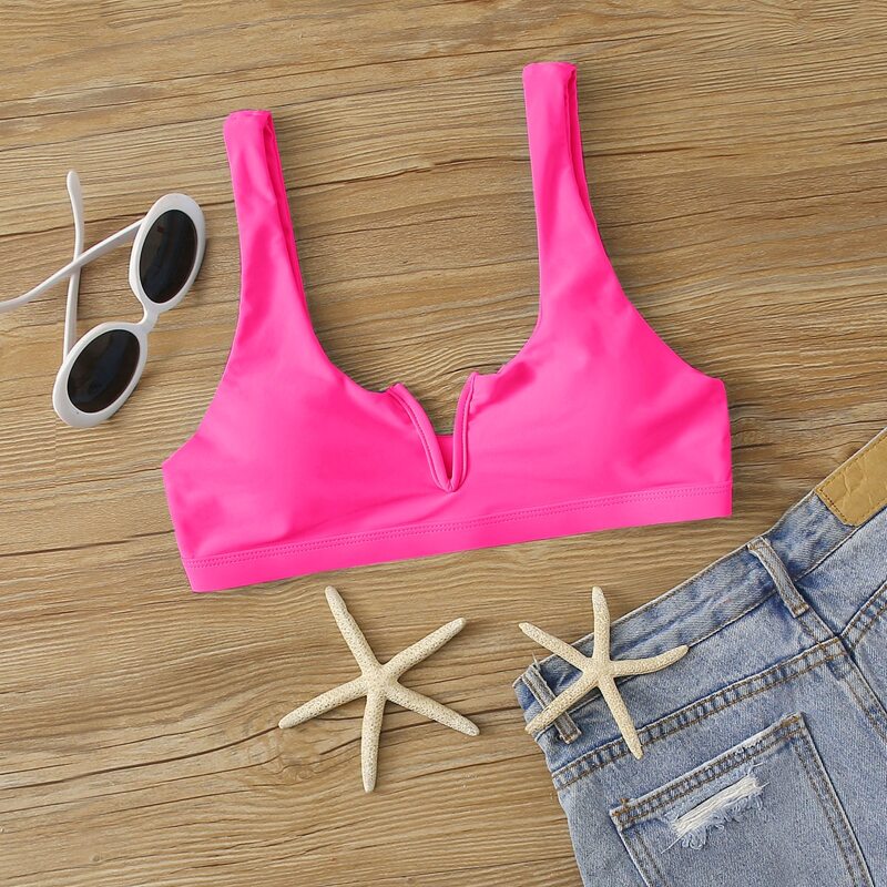 

Neon Pink V Wired Bikini Top, Pink neon