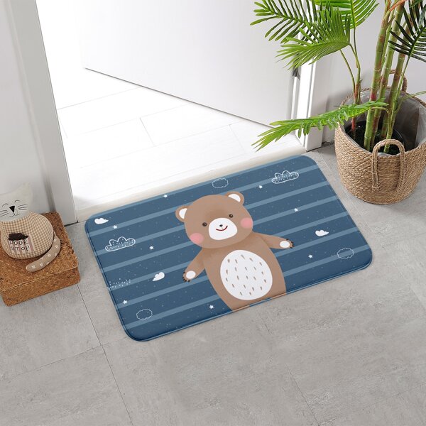 

Cartoon Bear Print Floor Mat, Multicolor