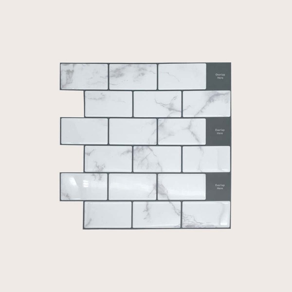 

1pc Tile Pattern Waterproof 3D Epoxy Wallpaper Sticker, Multicolor