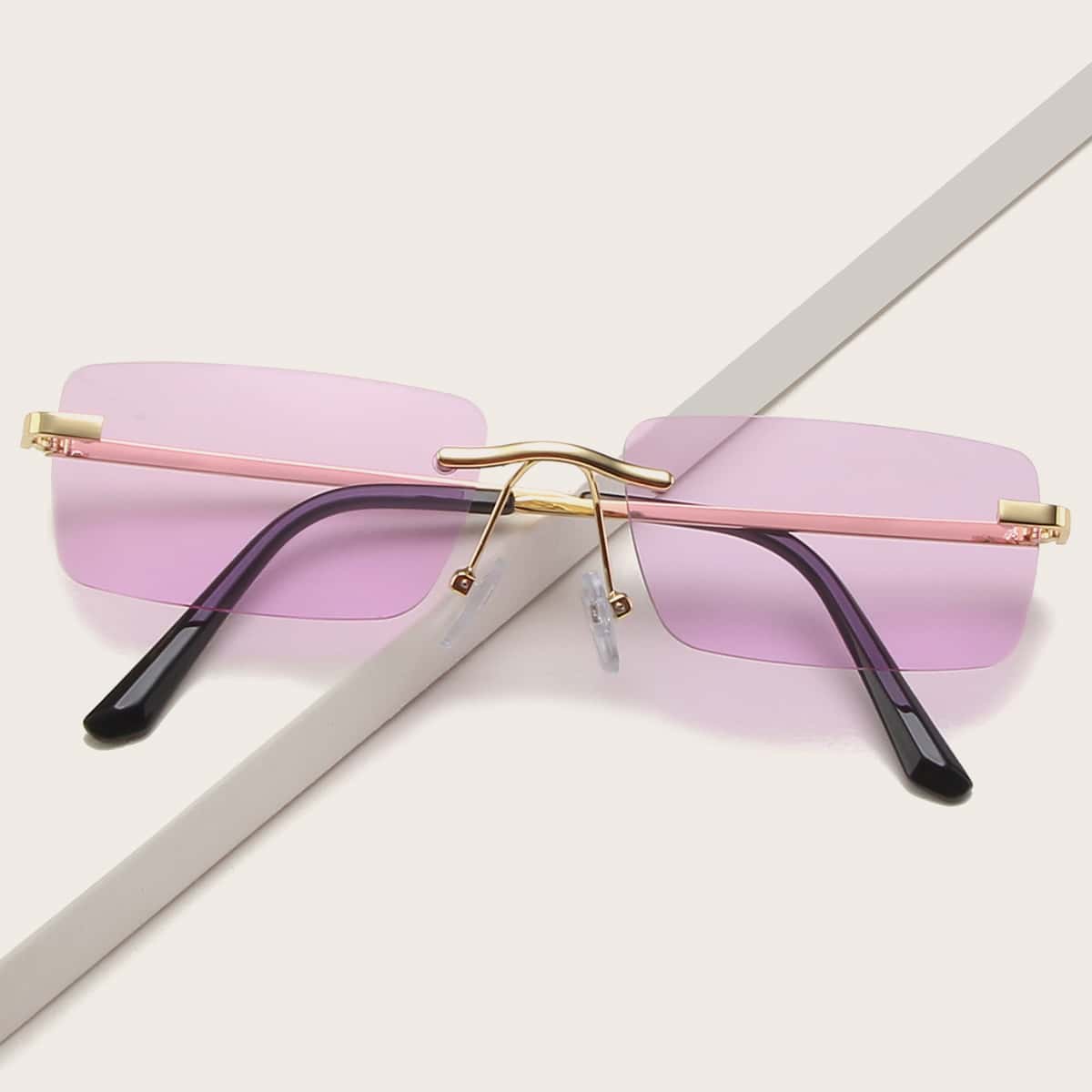 

Square Rimless Sunglasses, Pastel lilac purple