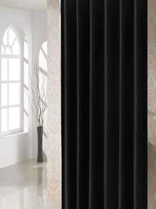 素色浴簾附12入組掛鉤 - 黑色 - 查看 4