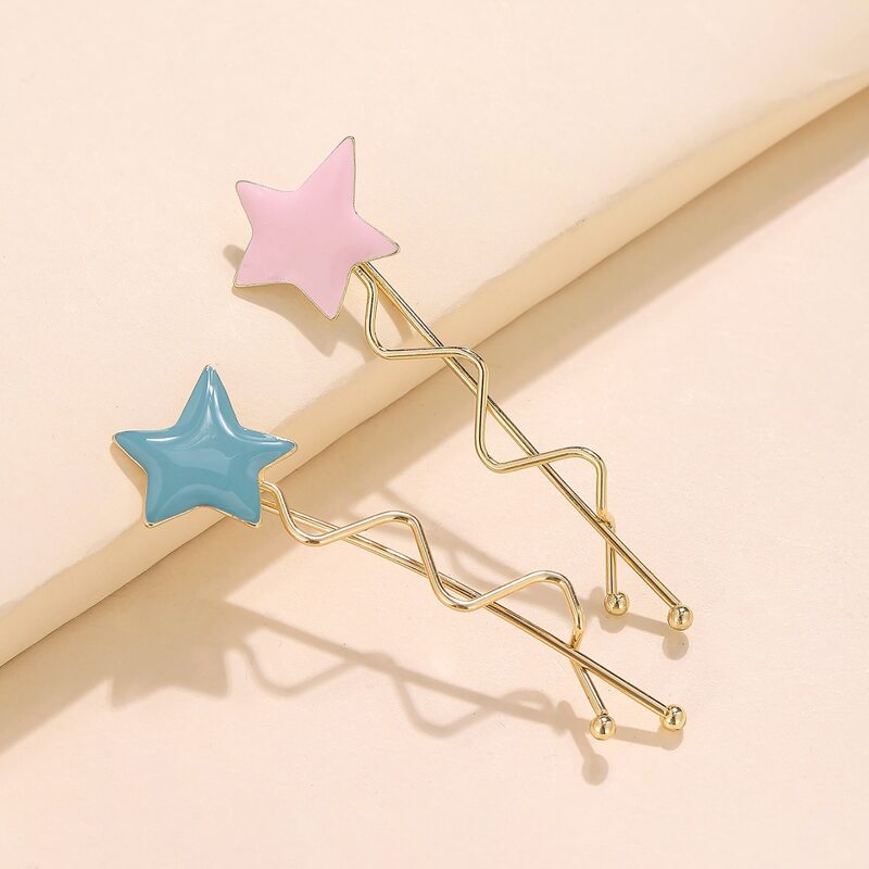 

2pcs Star Decor Bobby Pin, Multicolor
