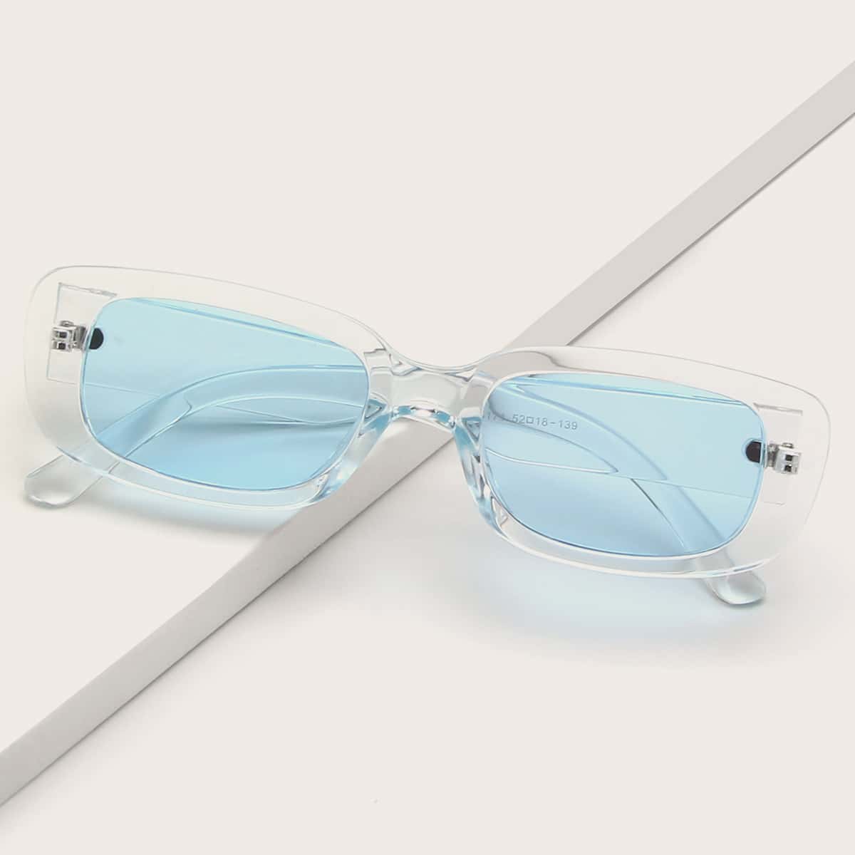 

Square Clear Frame Sunglasses, Pastel baby blue