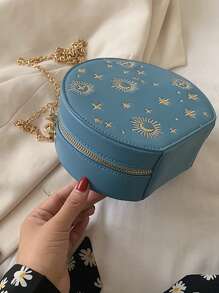 心形裝飾星星刺繡斜背包