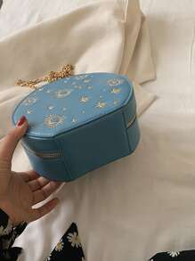 心形裝飾星星刺繡斜背包