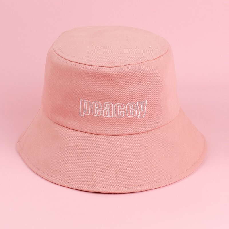 

Letter Graphic Bucket Hat, Pastel baby pink