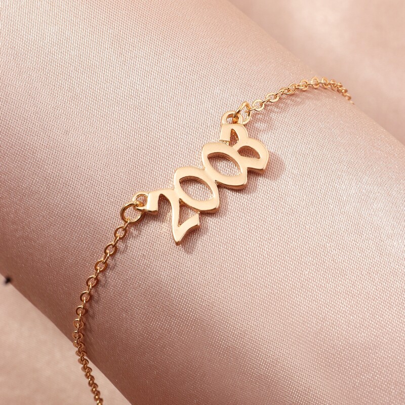 

Number Decor Anklet, Gold
