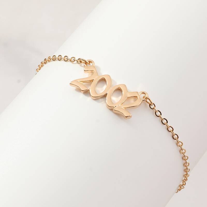 

Number Decor Anklet, Gold