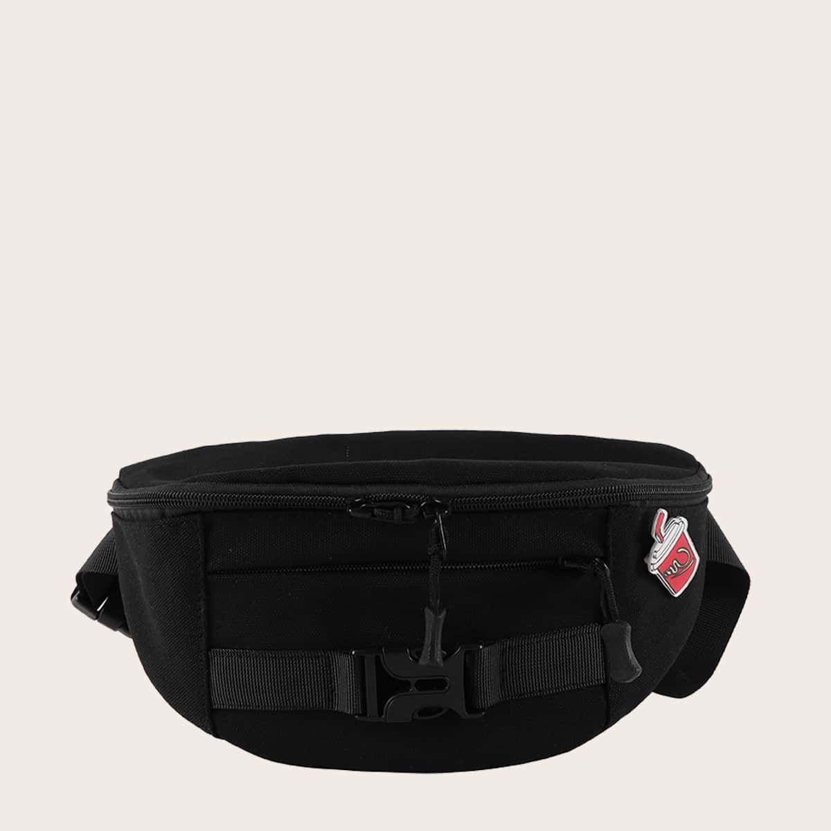 

Guys Buckle Decor Fanny Pack, Black