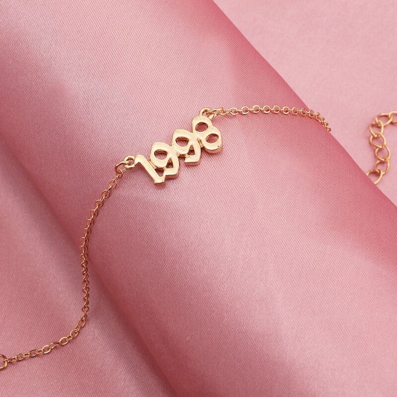 

Simple Birth Year Anklet, Gold