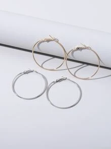 Bông tai kim loại 2pairs - Nhiều màu - Xem 1