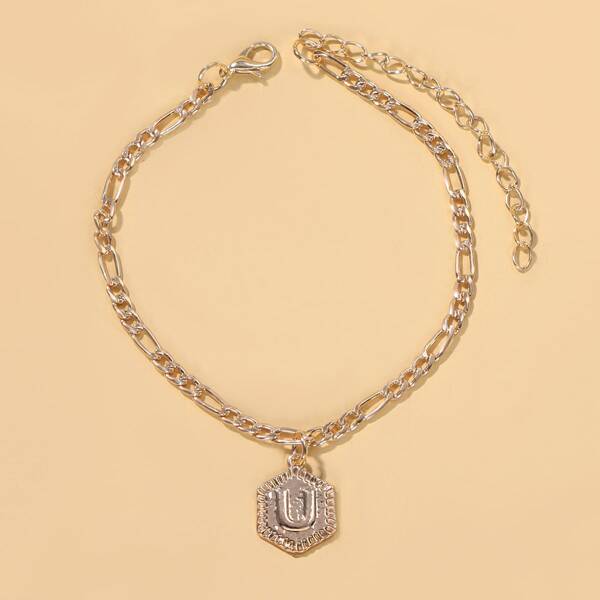 

Letter Pendant Anklet, Gold