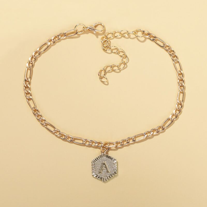 

Letter Pendant Anklet, Gold