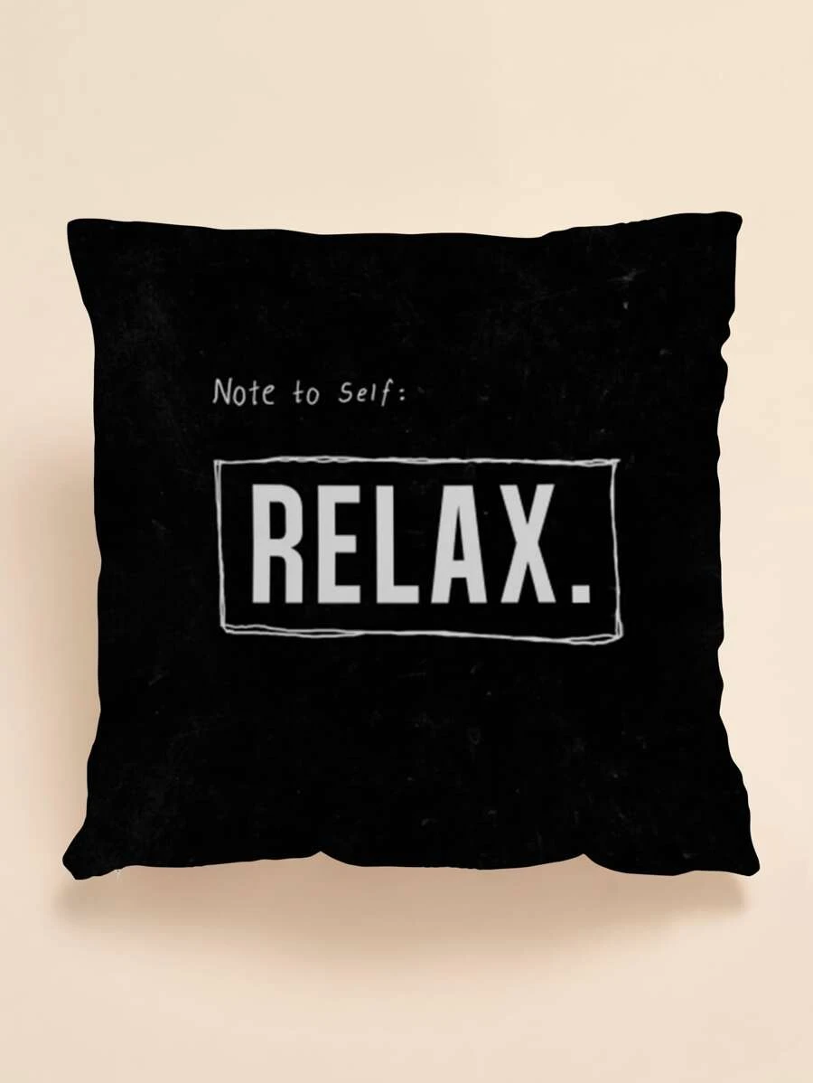 Funda de cojín con estampado de letra sin relleno - Negro - Ver 1