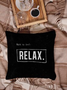 Funda de cojín con estampado de letra sin relleno - Negro - Ver 2