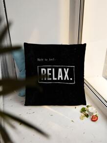 Funda de cojín con estampado de letra sin relleno - Negro - Ver 4