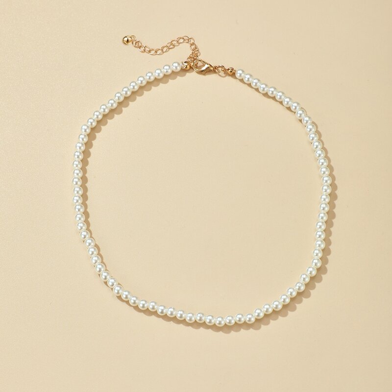 

Faux Pearl Beaded Necklace, White