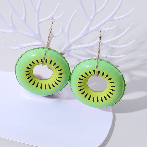 

Серьги-подвески с декором плавательного кольца, Зелёные