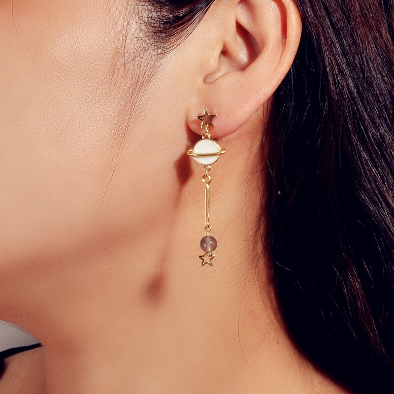 

Star Moon Drop Earrings, Gold