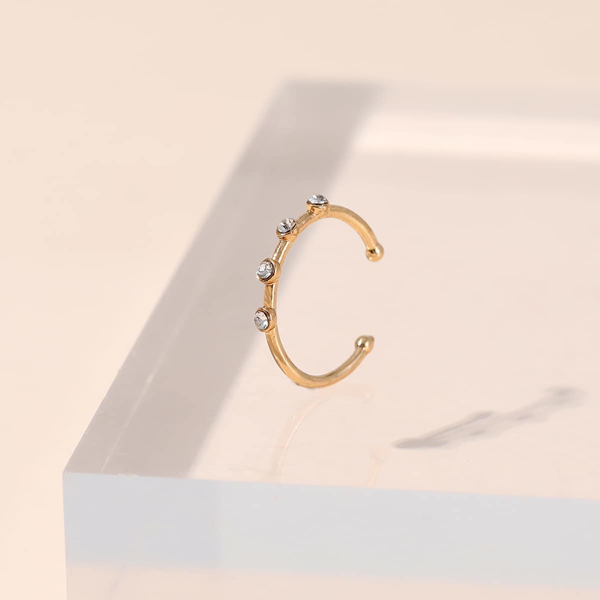 

Rhinestone Inlaid Nose Ring, Gold