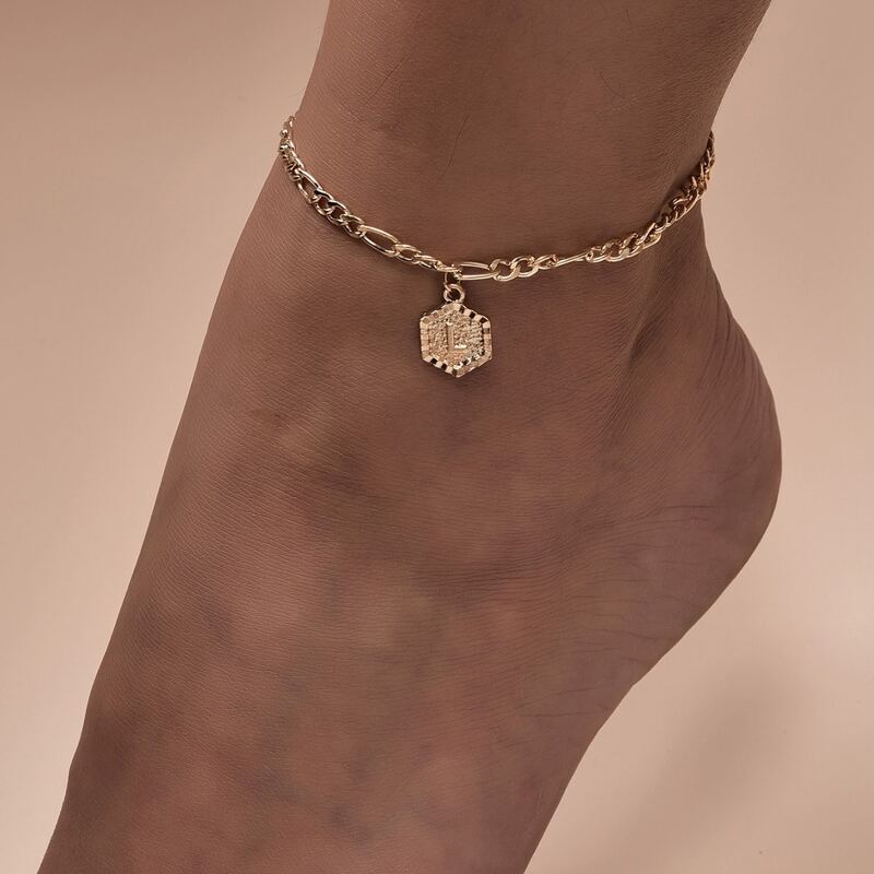 

Letter Pendant Anklet, Gold