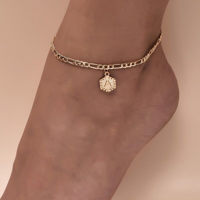 

Letter Pendant Anklet, Gold