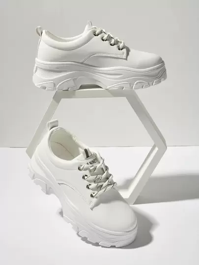 plain white chunky sneakers
