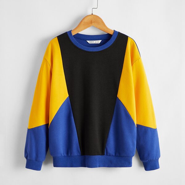 

Boys Drop Shoulder Colorblock Pullover, Multicolor
