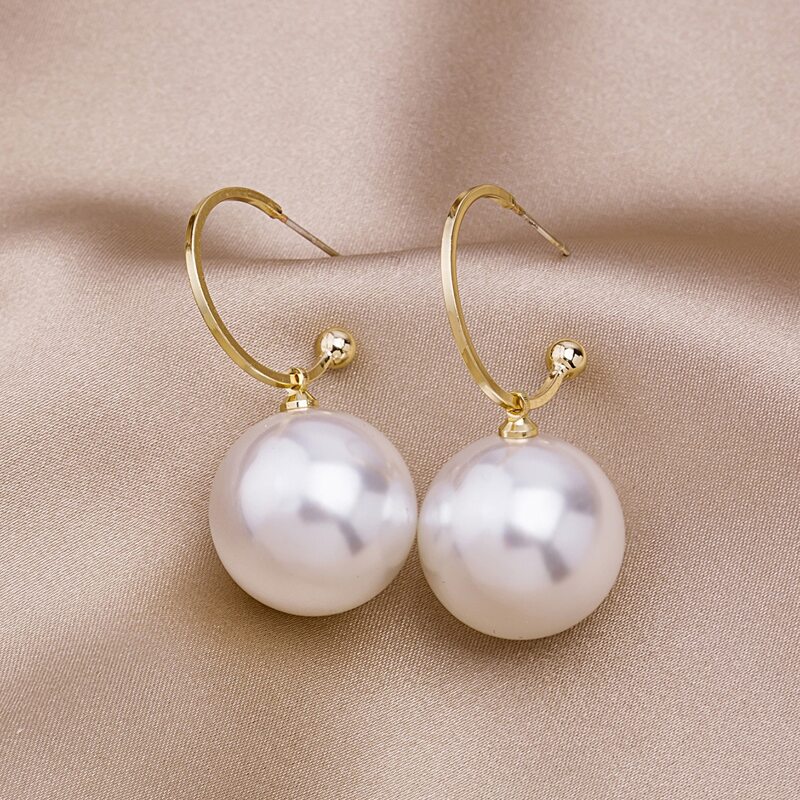 

Faux Pearl Drop Earrings, White