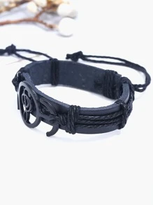 Vòng tay PU trang trí nốt nhạc thời trang và phổ biến cho nam giới cho kỳ nghỉ và cho vẻ ngoài sành điệu - màu đen - Xem 4