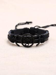 Vòng tay PU trang trí nốt nhạc thời trang và phổ biến cho nam giới cho kỳ nghỉ và cho vẻ ngoài sành điệu - màu đen - Xem 5