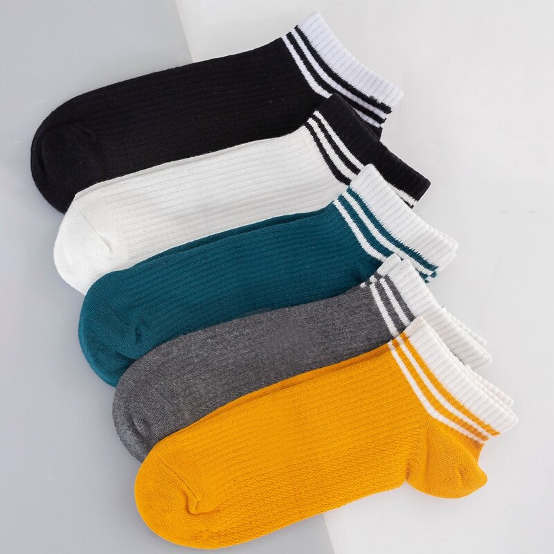 

5pairs Guys Striped Ankle Socks, Multicolor