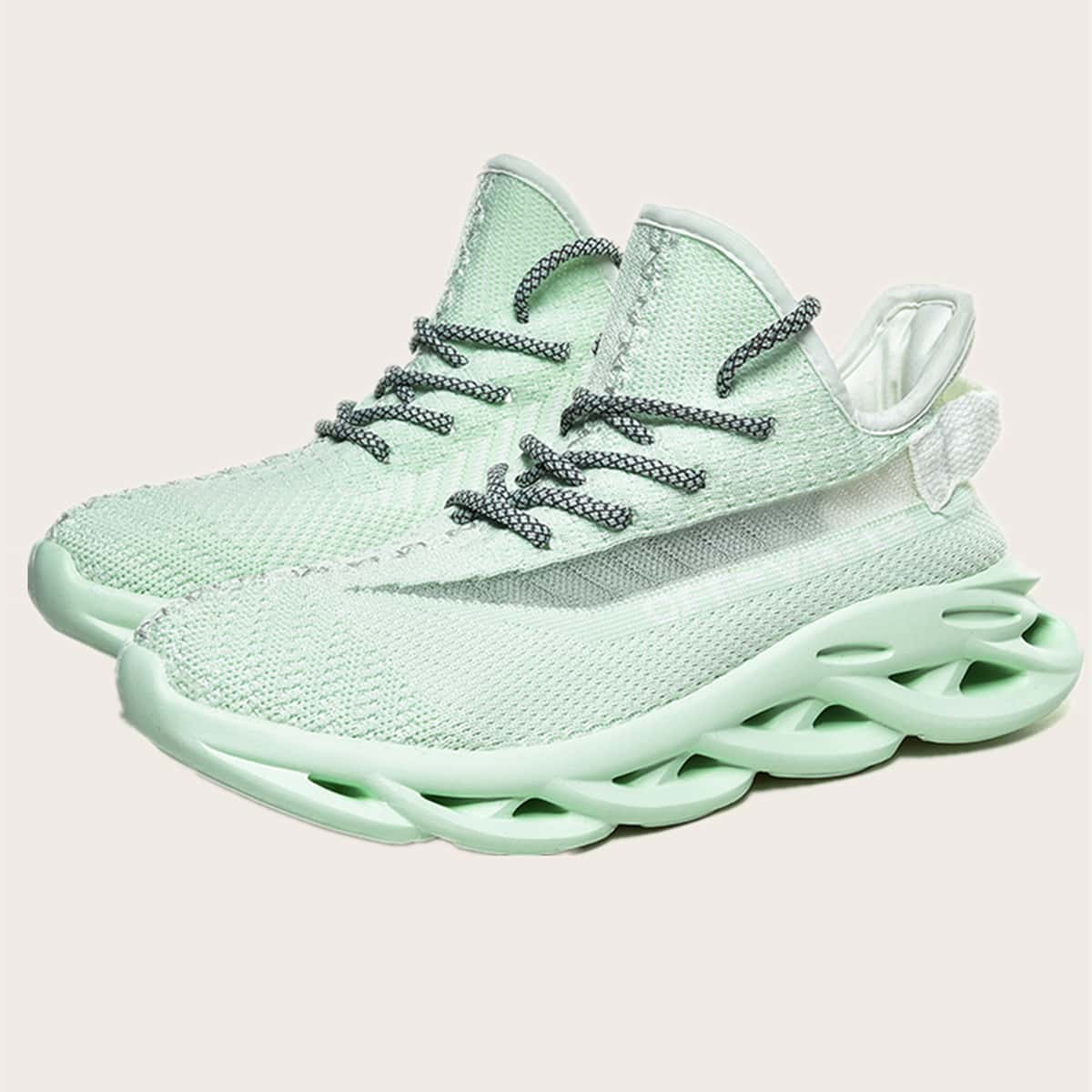 

Guys Lace Up Decor Knit Sneakers, Green