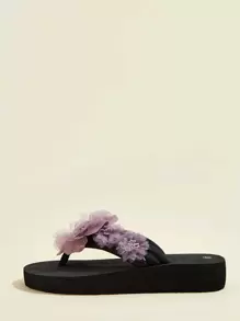 Women's Floral Decor Flip Flops Sandals For Vacation,Beach Outfits,Slippers Women - Purple - View 5