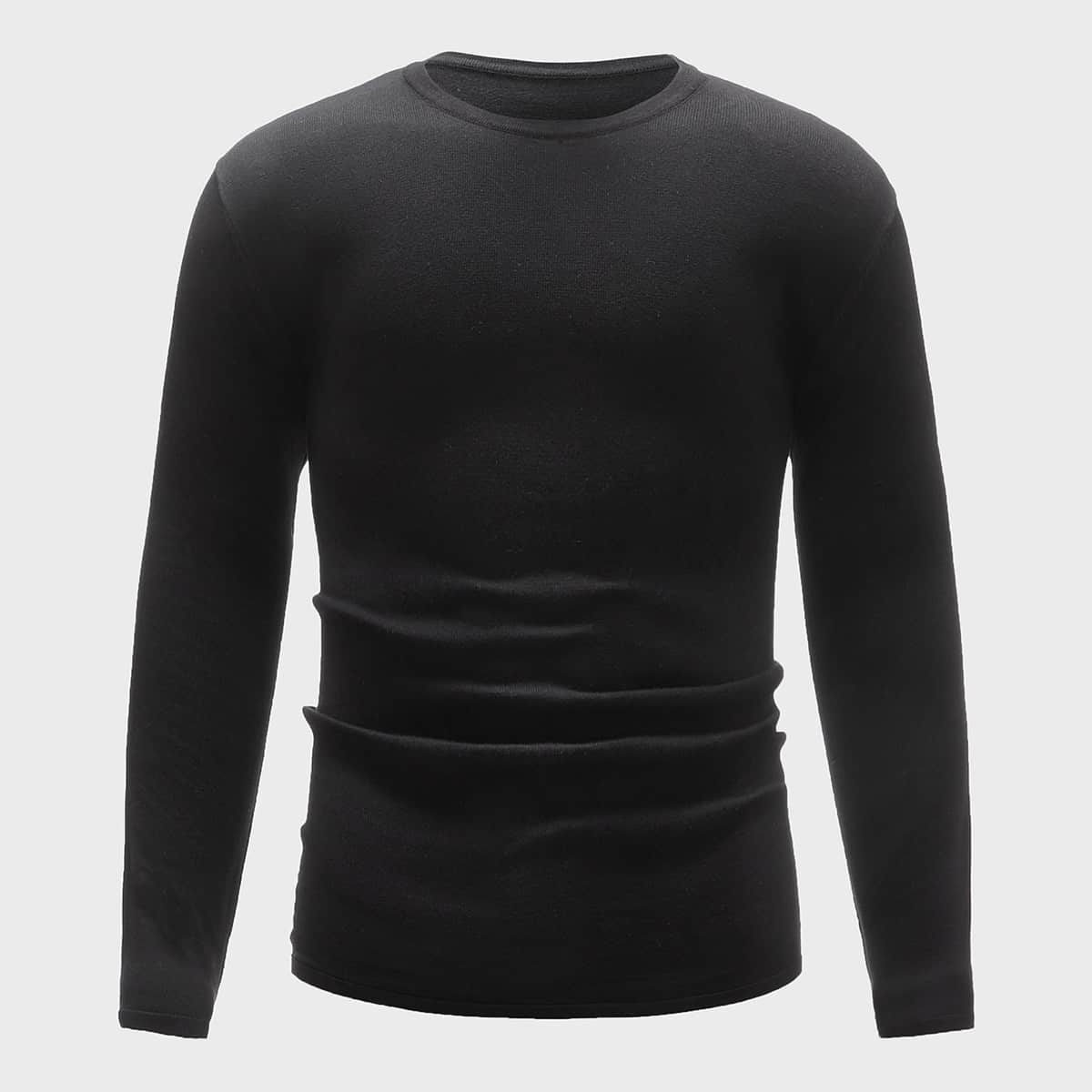 

Guys Solid Crew Neck Sweater, Black