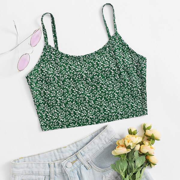 

Allover Print Crop Cami Top, Multicolor