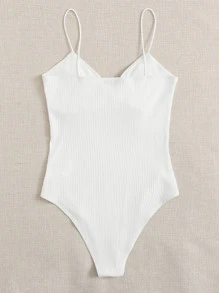 Muchica Body slip tejido de canalé girante delantero - Blanco - Ver 2