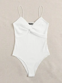 Muchica Body slip tejido de canalé girante delantero - Blanco - Ver 5
