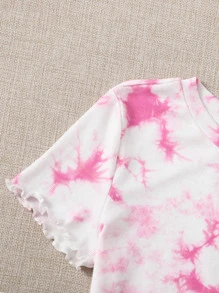 SHEIN Qutie Lettuce Trim Tie Dye Tee - Multicolor - View 4