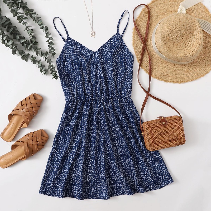 

Ditsy Floral Print Cami Dress, Navy blue