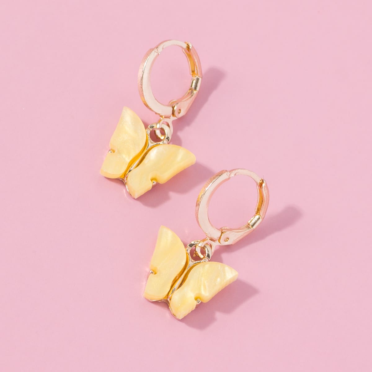 

Butterfly Design Hoop Earrings, Yellow