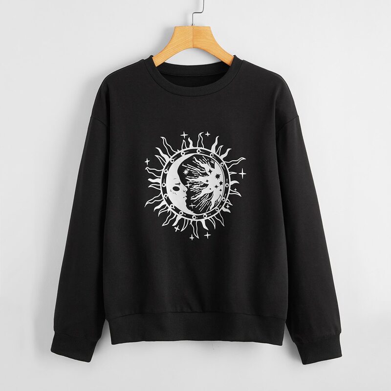 

Sun & Moon Graphic Sweatshirt, Black