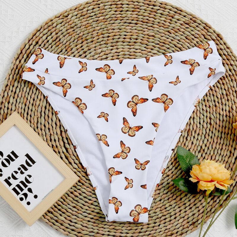 

Butterfly Print High Waisted Bikini Panty, White