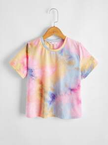 SHEIN 女孩紮染短袖T恤 - 彩色 - 查看 1