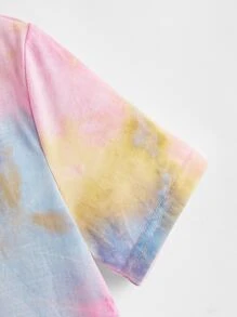 SHEIN 女孩紮染短袖T恤 - 彩色 - 查看 3