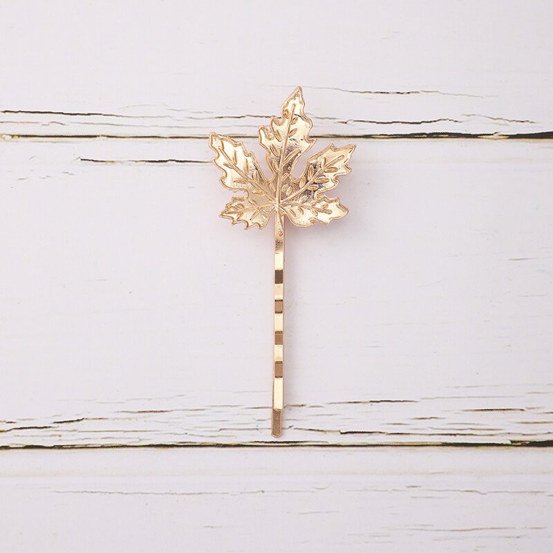 

1pc Maple Leaf Hair Clip, Gold