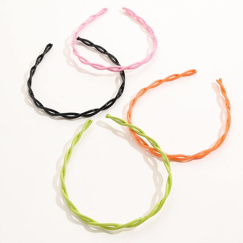 

4pcs Double Twine Hair Hoop, Multicolor