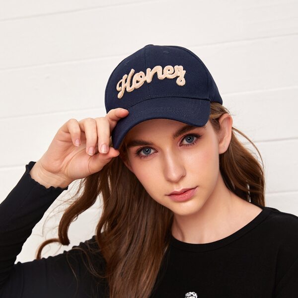 

Letter Patch Baseball Cap, Black