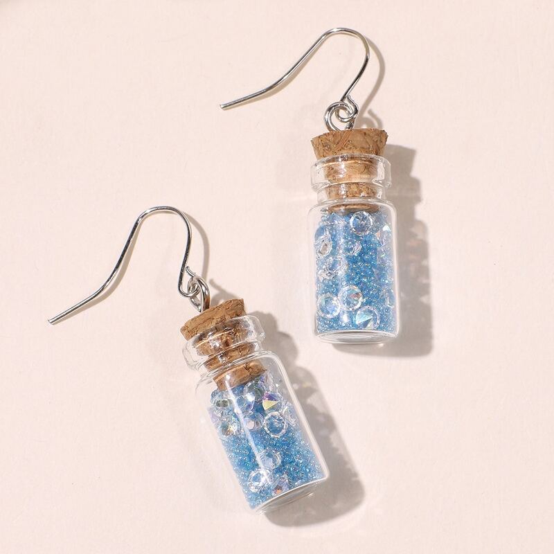 

Crystal Bottle Drop Earrings, Blue
